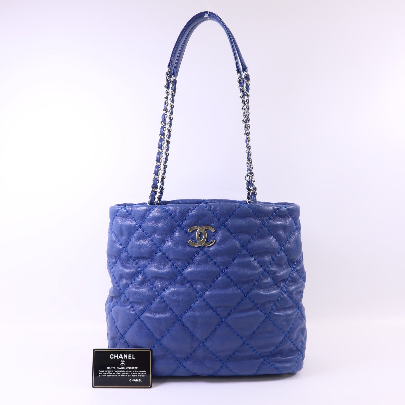 CHANEL 牛皮皮革Chain Shoulder Bag銀扣鏈帶肩背袋