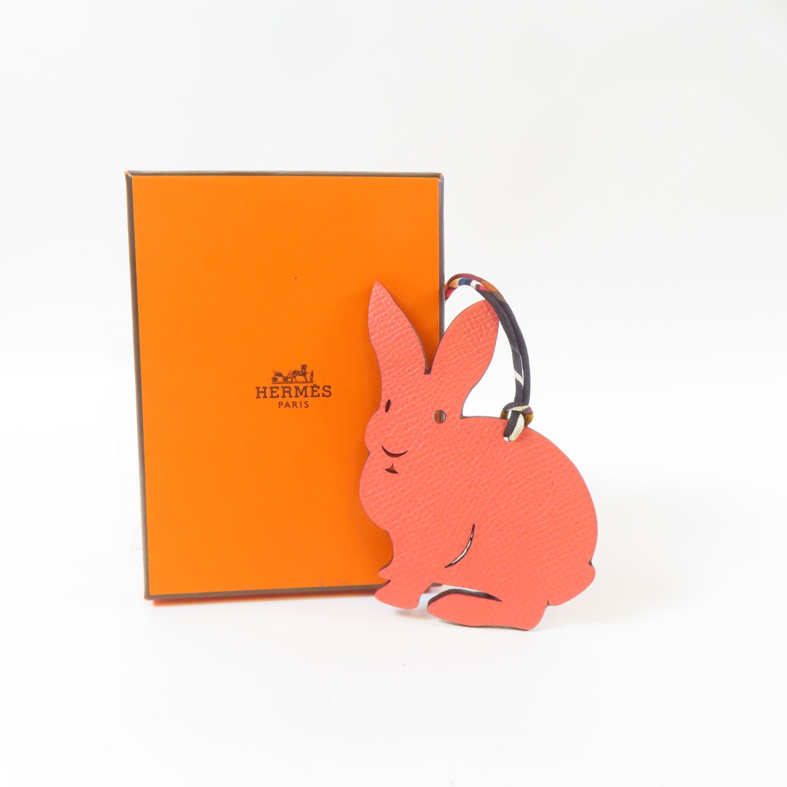 HERMES Epsom皮革Charm Rabbie 小飾物粉紅色