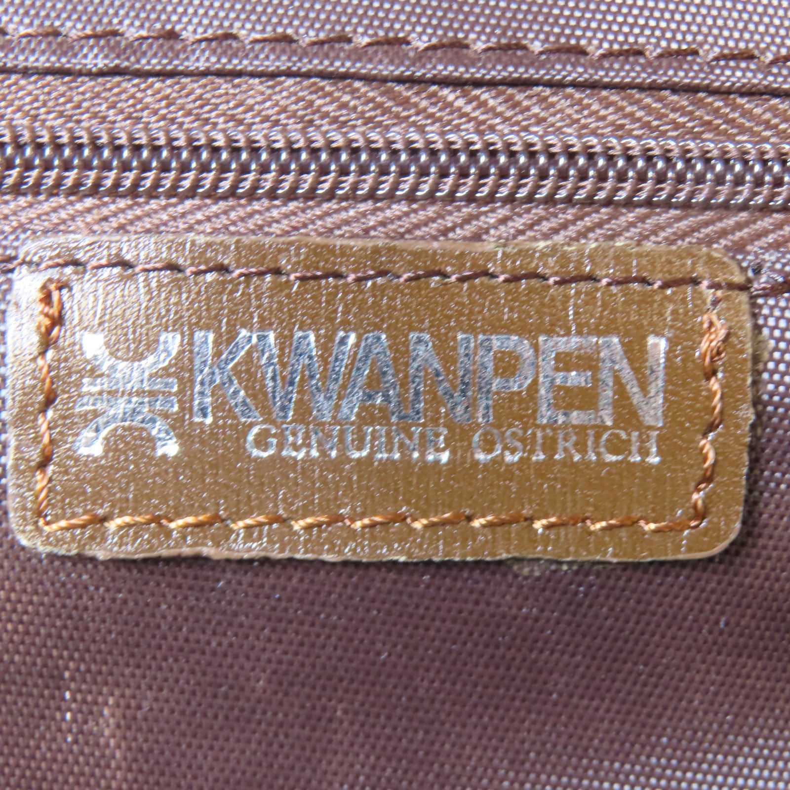 SELECTION 鴕鳥皮革/尼龍Kwanpen Shoulder Bag銀扣肩背袋棕色