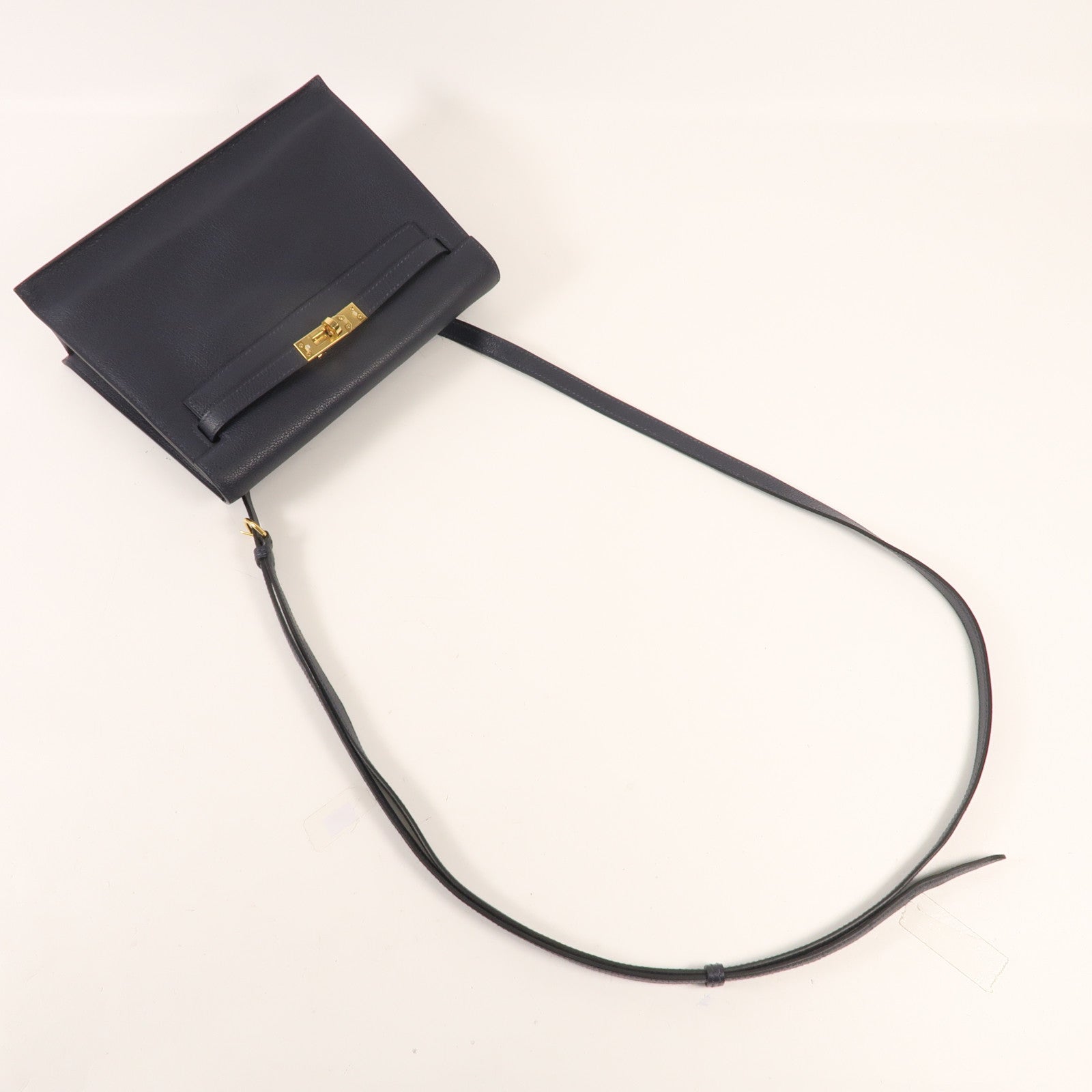 HERMES Evercolor皮革Kelly Danse金扣肩背袋2Z Bleu Nuit