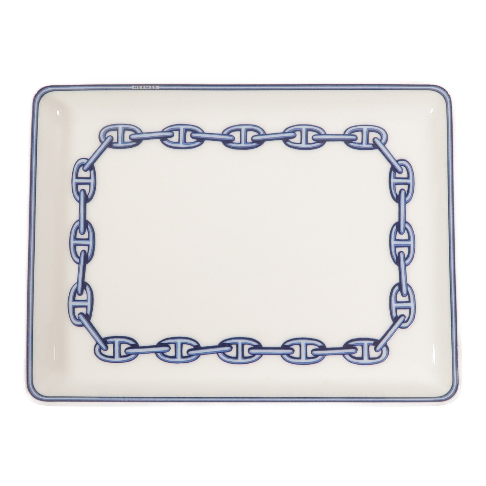 HERMES 白瓷Chaine d'Ancre Square Plate碟