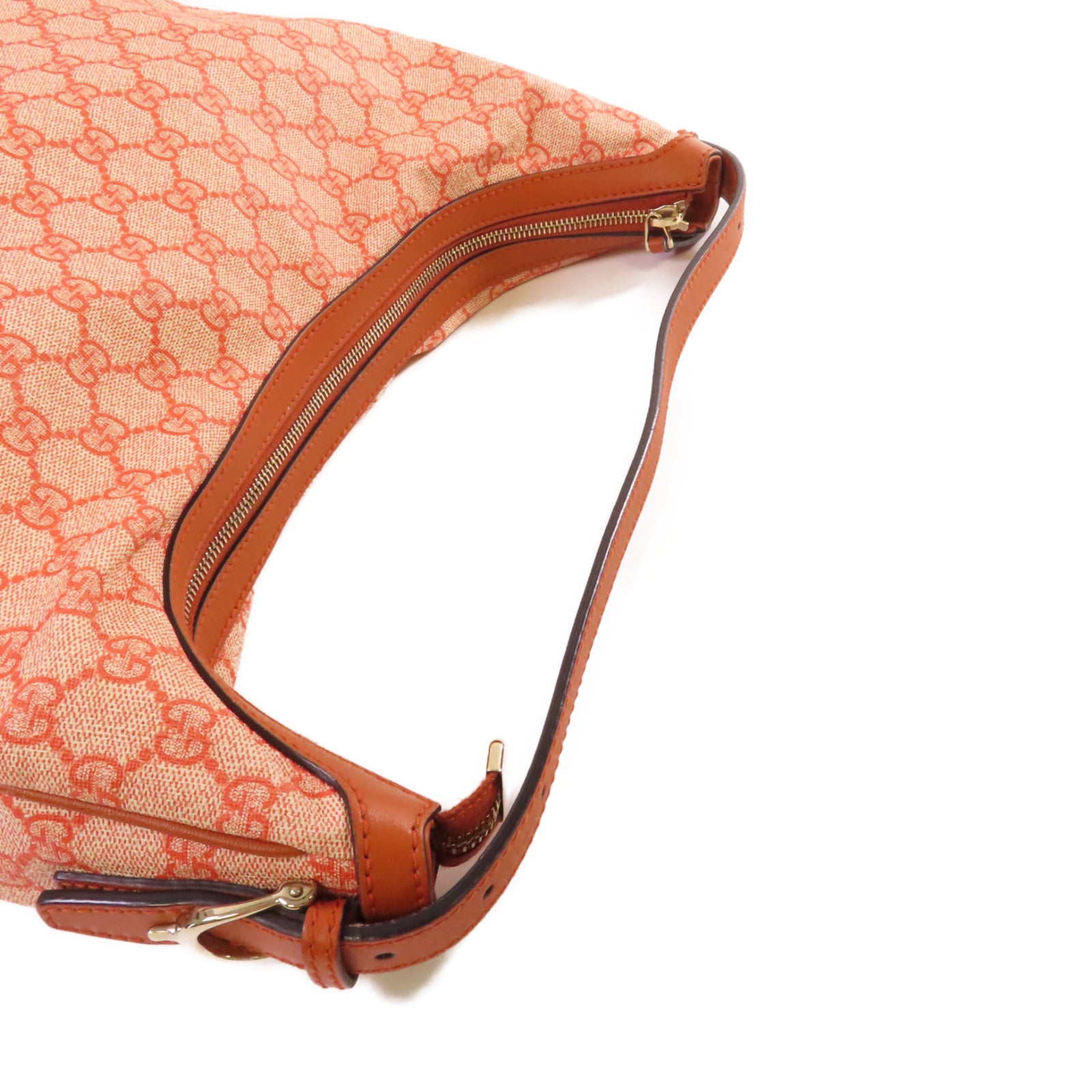 GUCCI 【激減優惠】塗層帆布Shoulder Bag金扣肩背袋橙色