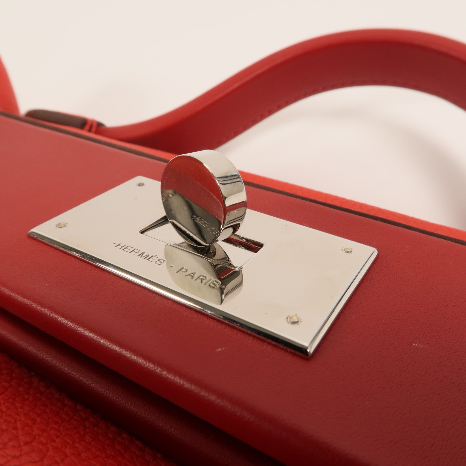 HERMES Togo/Swift皮革24/24 29cm手挽肩背兩用袋Rouge De Coeur