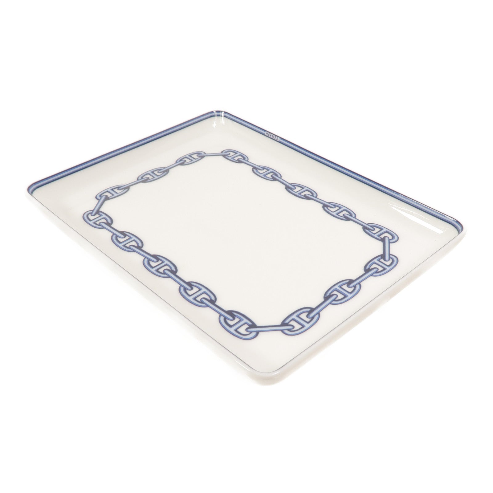 HERMES 白瓷Chaine d'Ancre Square Plate碟