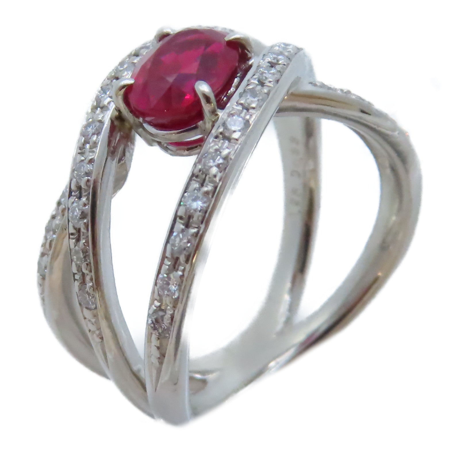 JEWELRY PT900鉑金/1.25ct紅寶石/0.33ct鑽石Ruby Ring戒指US#5.75