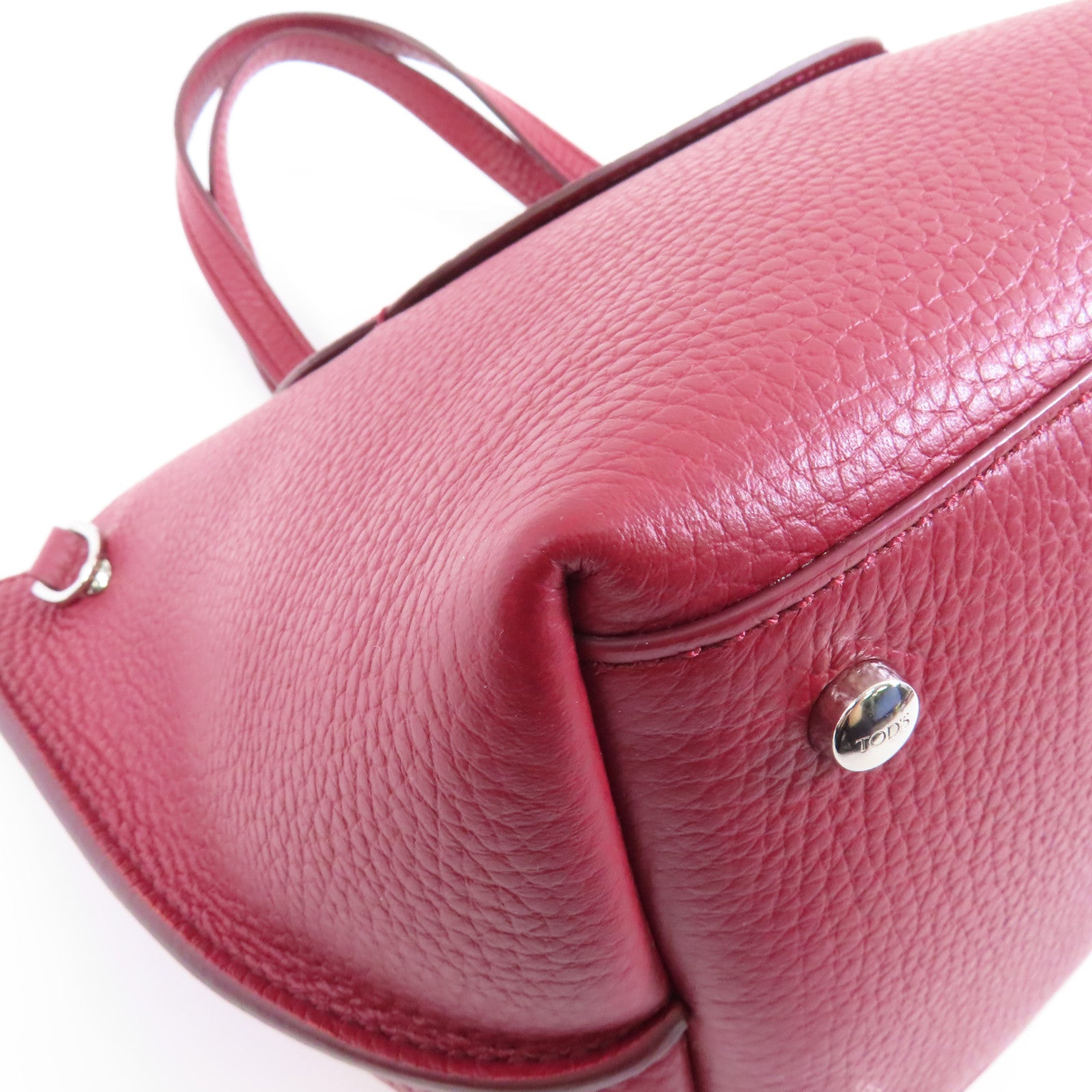 TOD’S 牛皮皮革2way Shoulder Bag銀扣手挽肩背兩用袋紅色