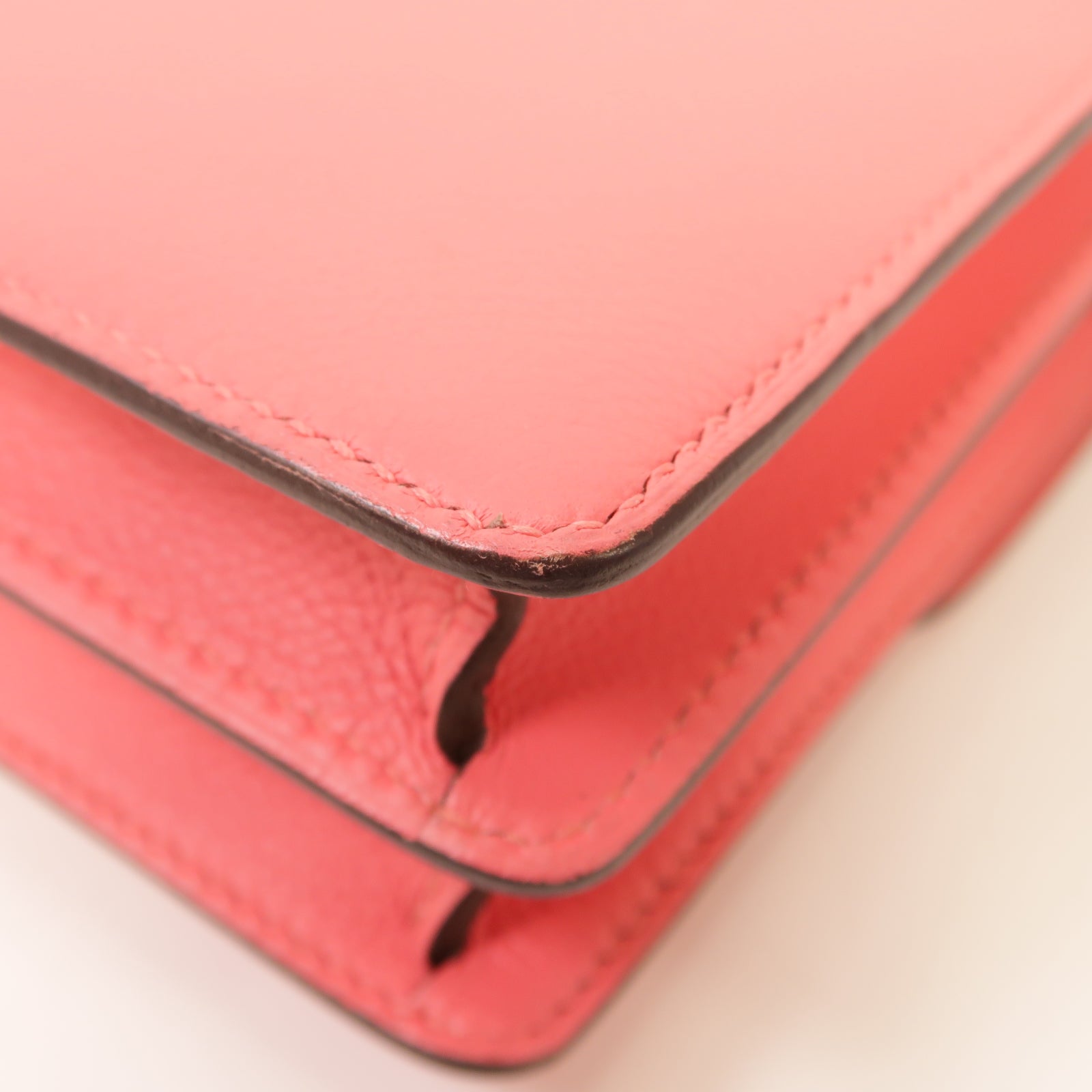 HERMES Evercolor皮革Mini Roulis銀扣肩背袋Rose Azalee/粉紅色