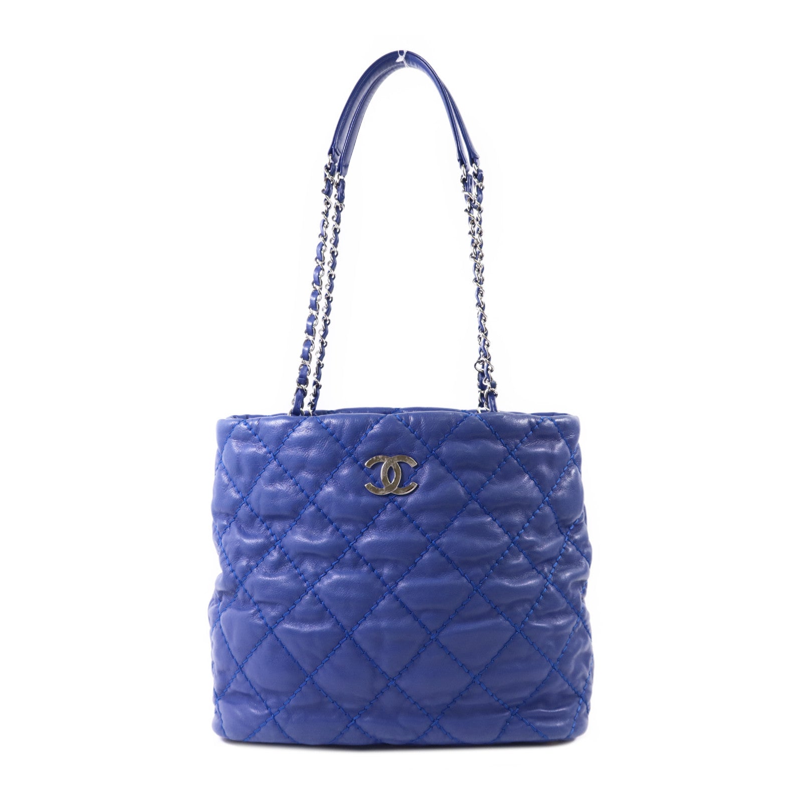 CHANEL 牛皮皮革Chain Shoulder Bag銀扣鏈帶肩背袋