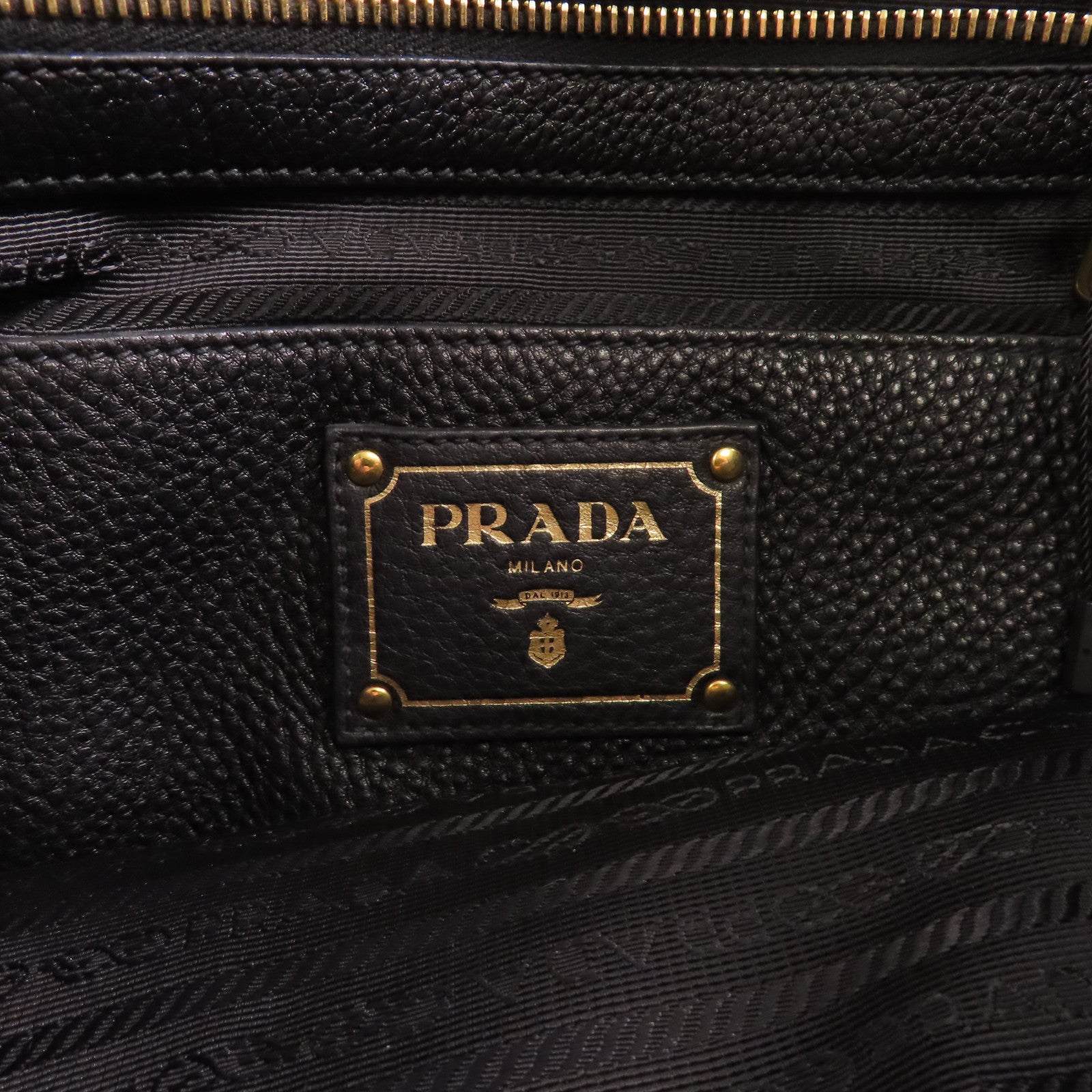 PRADA GHW Handbag Shoulder Bag Calfskin Leather Black