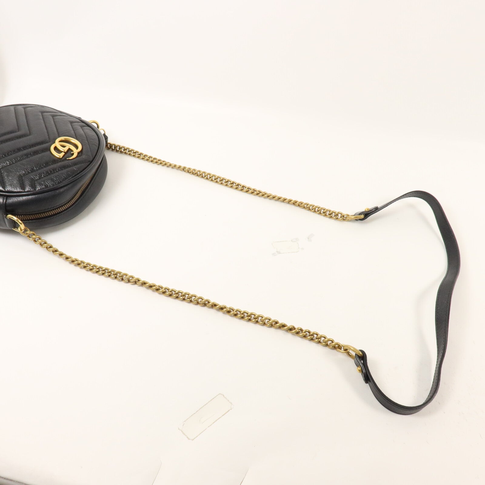 GUCCI 牛皮皮革GG Marmont Round Bag鏈帶肩背袋