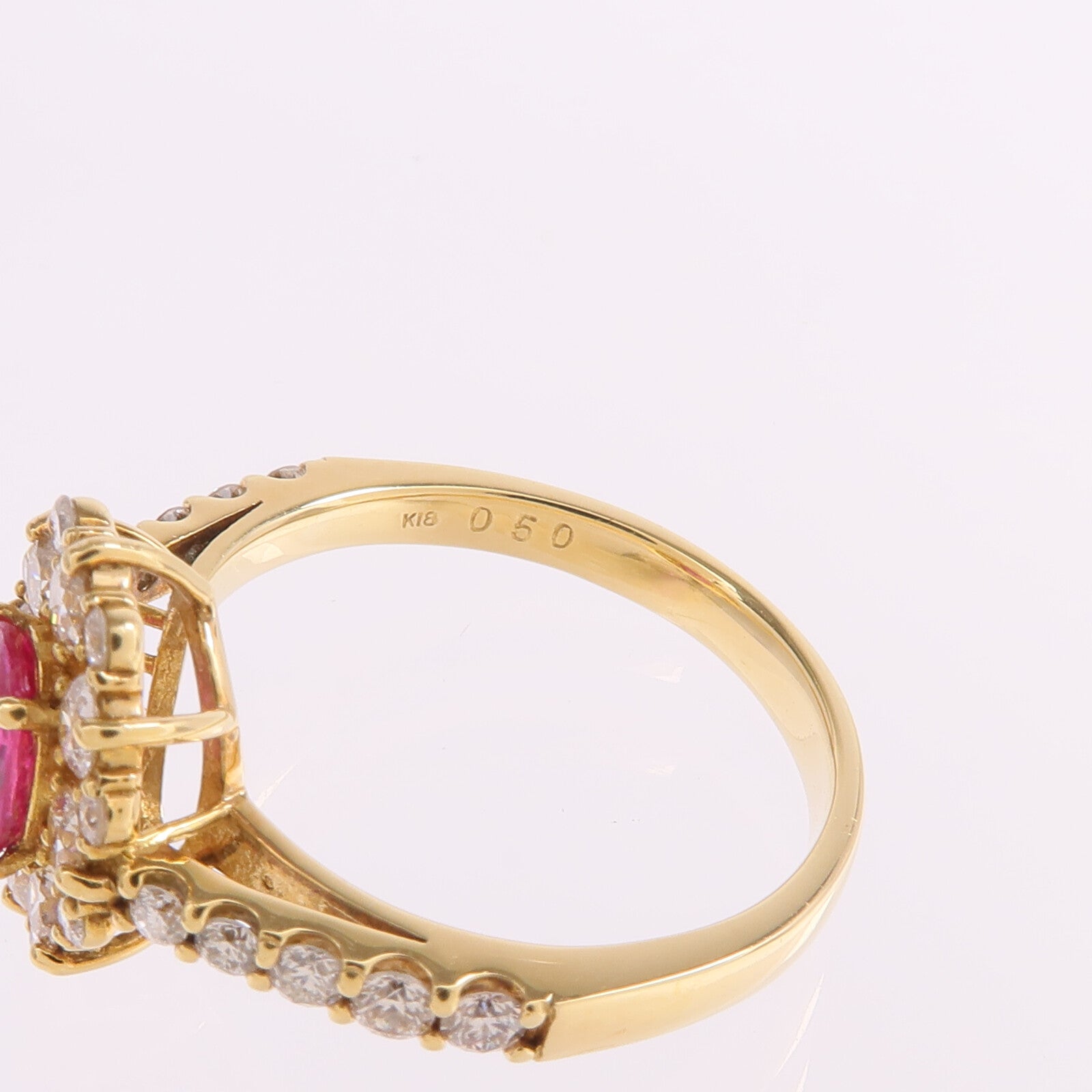 JEWELRY 18K黃金Ruby Diamond Ring紅寶石/鑽石戒指US#6