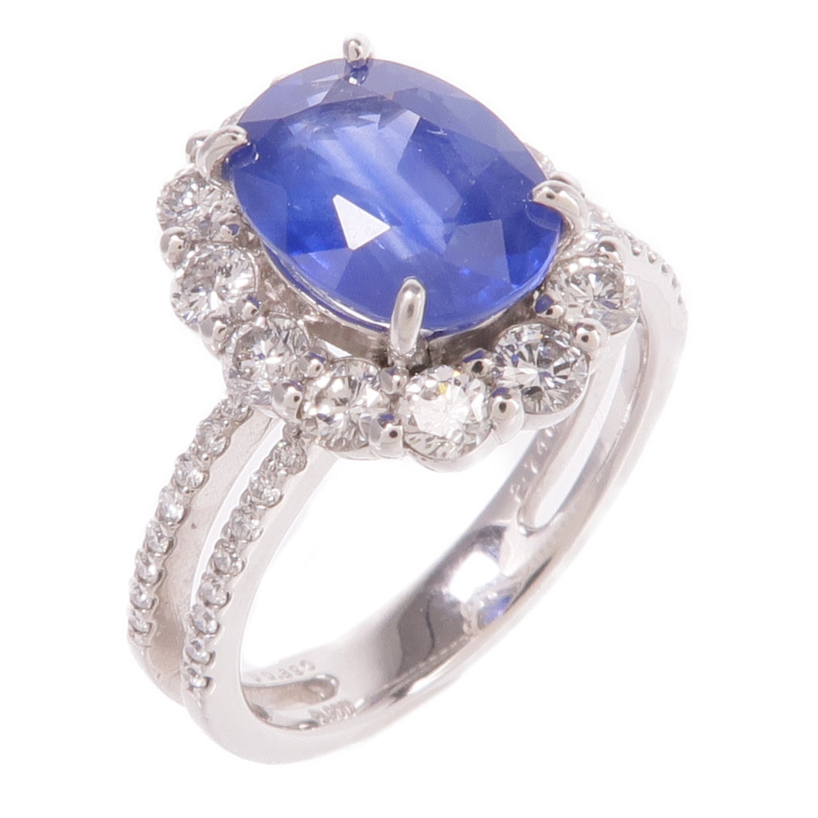 JEWELRY PT900鉑金Sapphire Diamond Ring藍寶石/鑽石戒指US#6.25