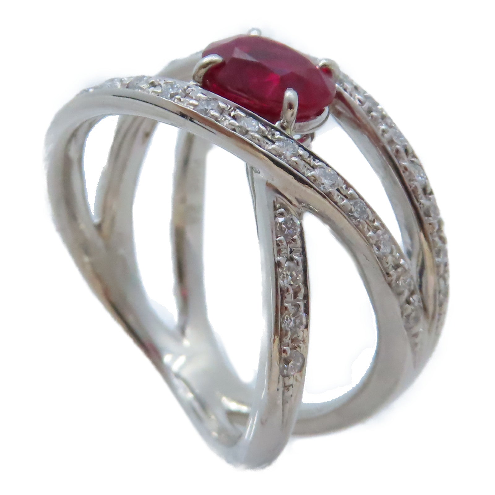 JEWELRY PT900鉑金/1.25ct紅寶石/0.33ct鑽石Ruby Ring戒指US#5.75