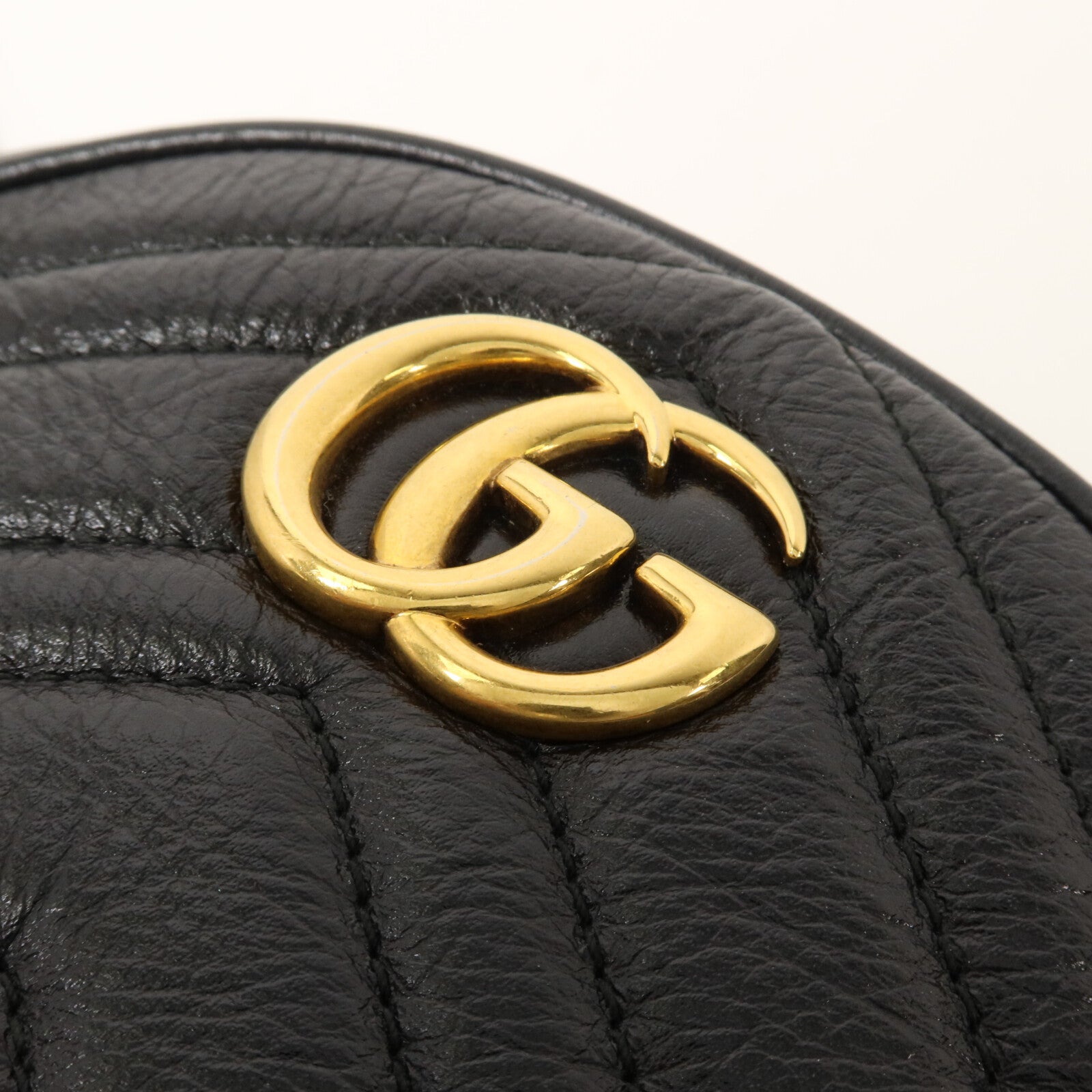 GUCCI 牛皮皮革GG Marmont Round Bag鏈帶肩背袋