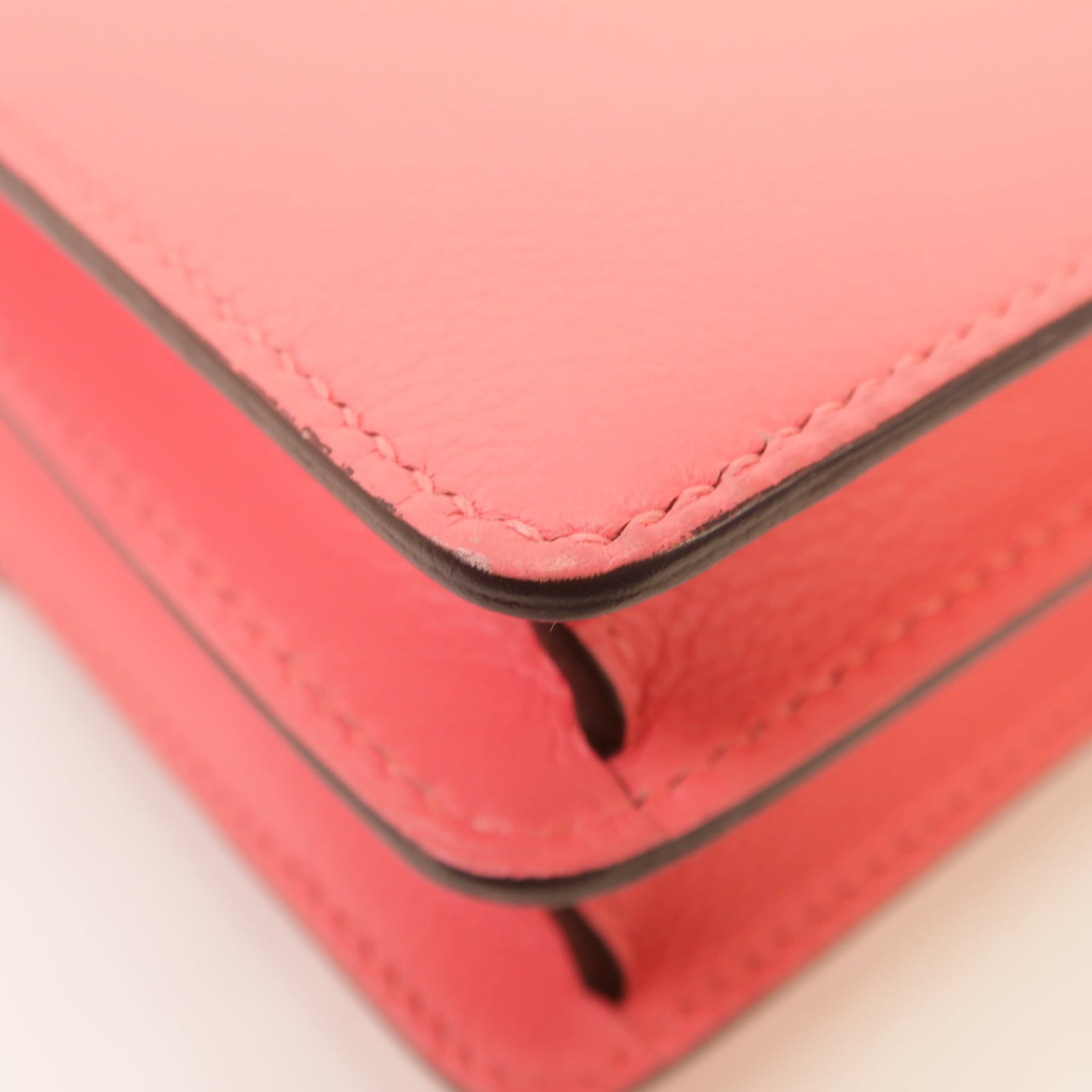 HERMES Evercolor皮革Mini Roulis銀扣肩背袋Rose Azalee/粉紅色