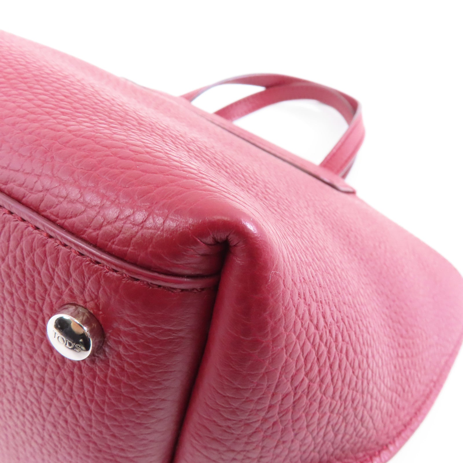 TOD’S 牛皮皮革2way Shoulder Bag銀扣手挽肩背兩用袋紅色
