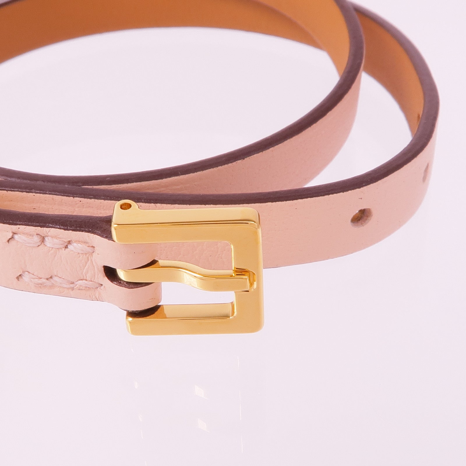 HERMES Swift皮革Pop H Double Tour金扣手帶Rose Eglantine