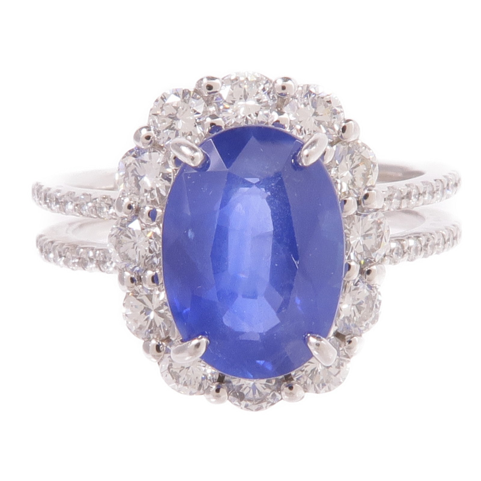 JEWELRY PT900鉑金Sapphire Diamond Ring藍寶石/鑽石戒指US#6.25