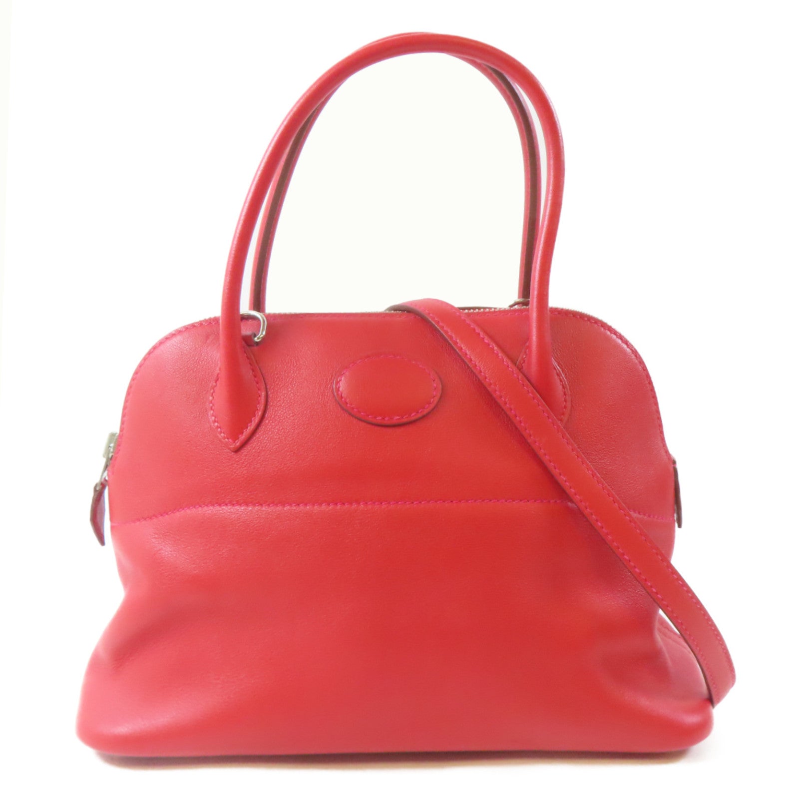 HERMES 【激減優惠】Swift皮革Bolide 27銀扣手挽肩背兩用袋Rouge Garance/紅色
