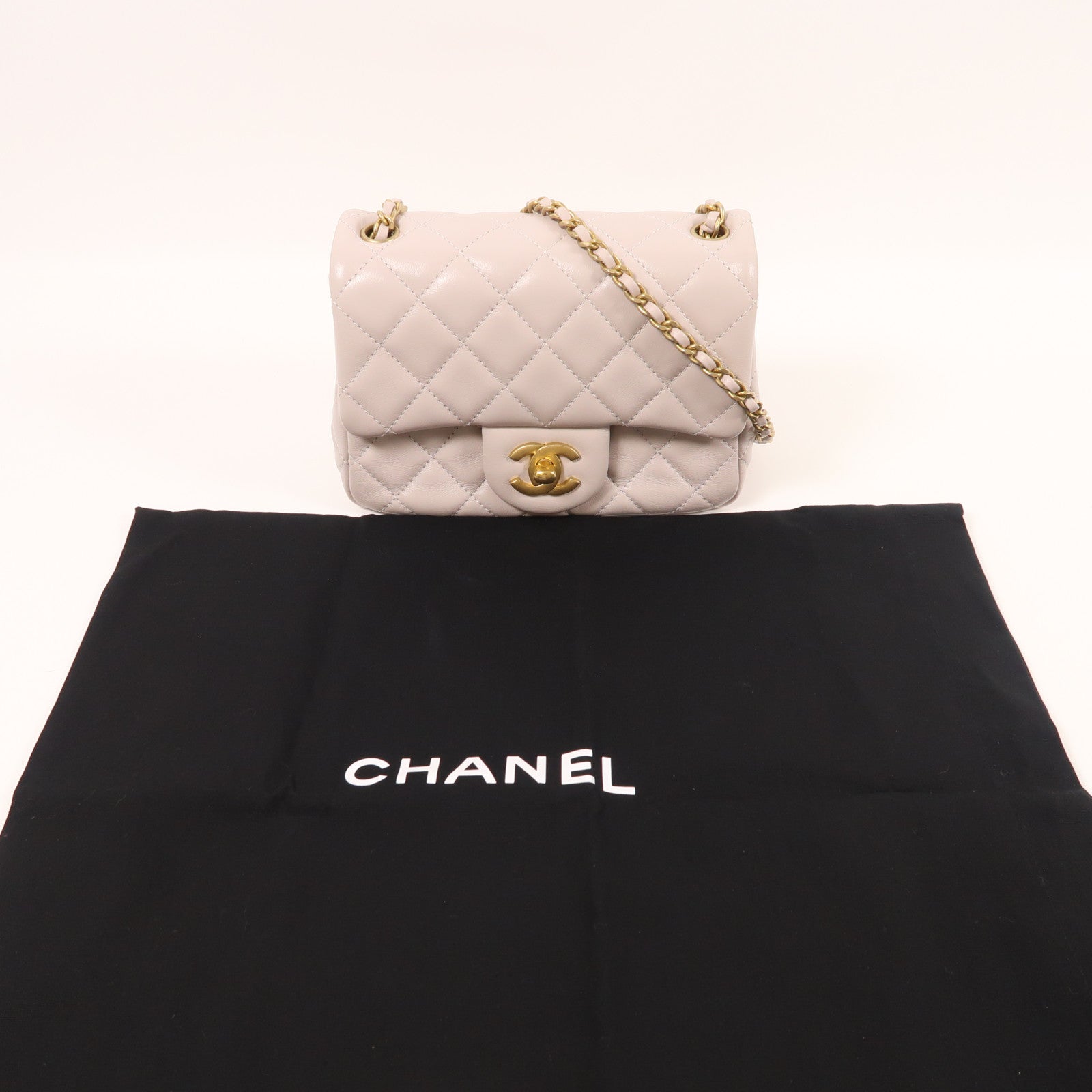 CHANEL 羊皮皮革Mini Classic 17 Gold Ball金扣鏈帶肩背袋