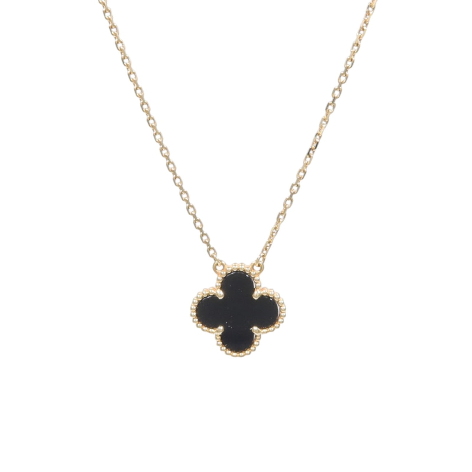 Van Cleef & Arpels 18K黃金Vintage Alhambra Necklace黑瑪瑙項鍊