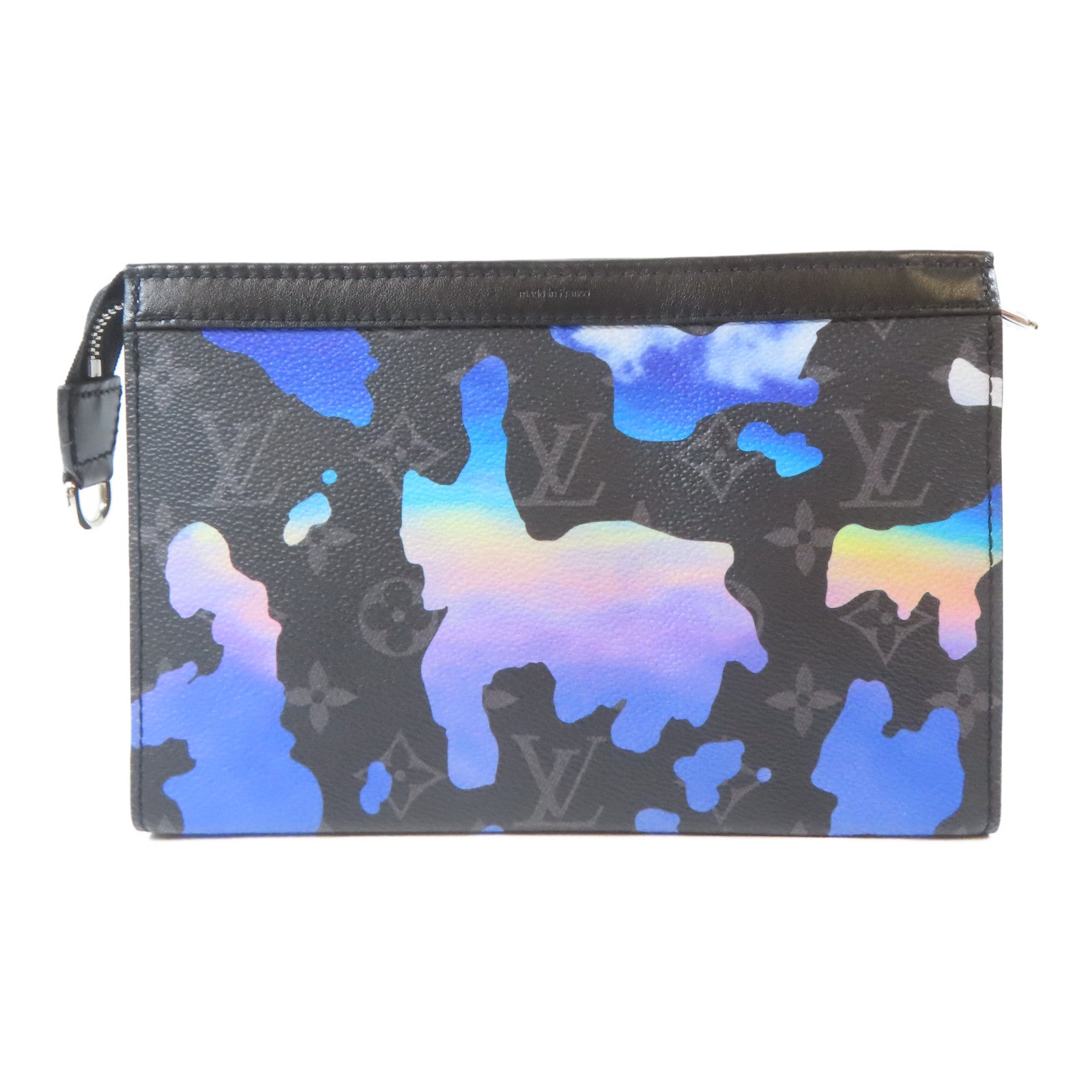 LOUIS VUITTON Monogram Eclipse Pochette To Go銀扣肩背袋黑色