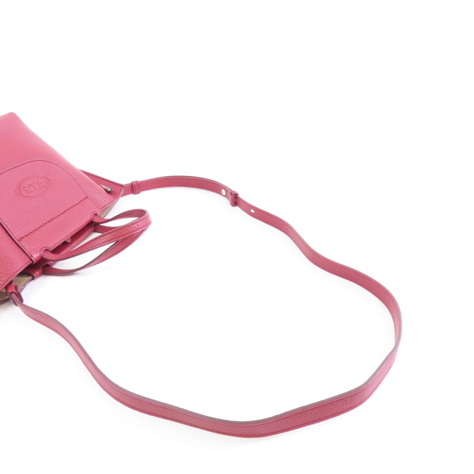 TOD’S 牛皮皮革2way Shoulder Bag銀扣手挽肩背兩用袋紅色