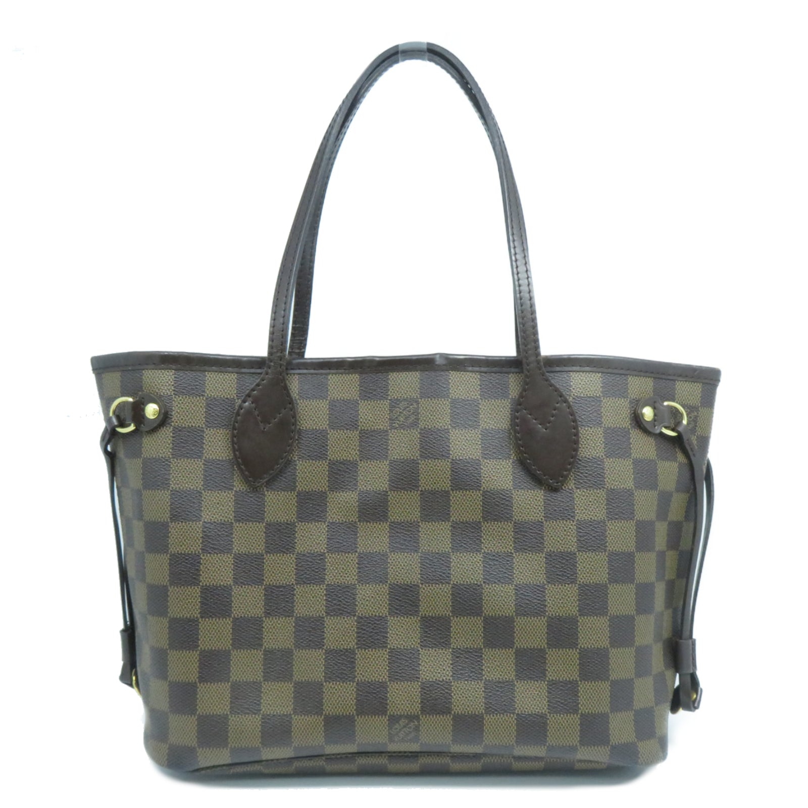 LOUIS VUITTON 【激減優惠】Damier Ebene Neverfull PM金扣手挽袋啡色