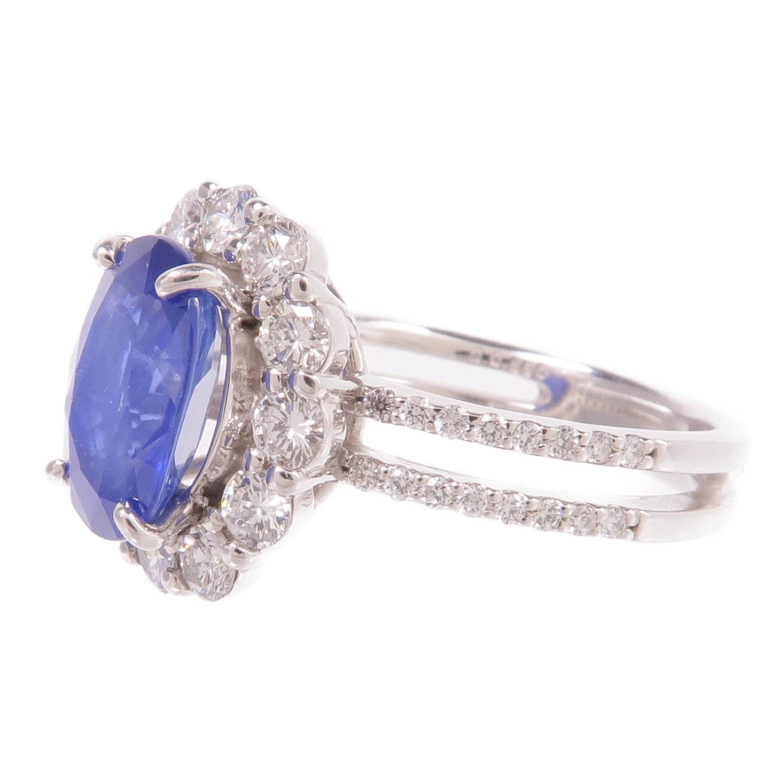 JEWELRY PT900鉑金Sapphire Diamond Ring藍寶石/鑽石戒指US#6.25