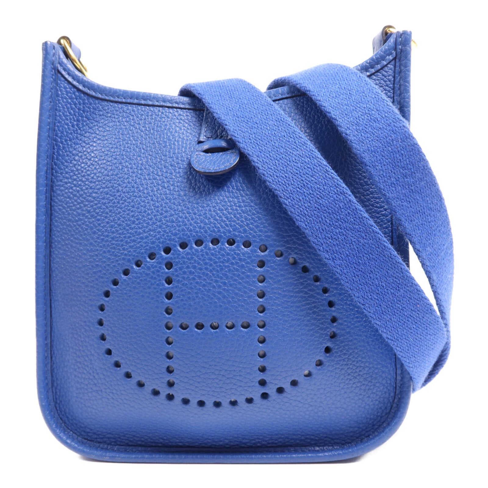 HERMES Clemence皮革Evelyne TPM金扣肩背袋Deep Blue