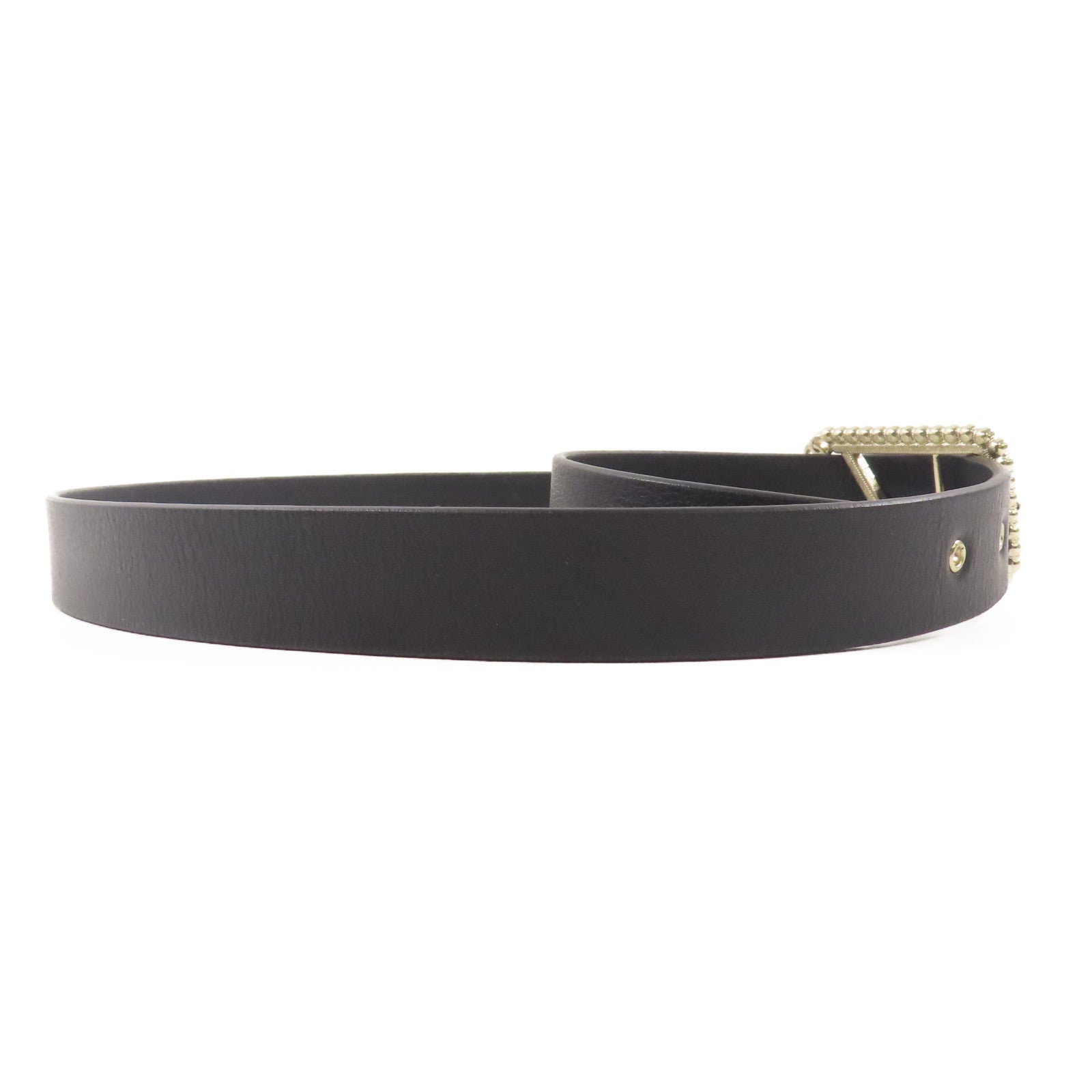 CHANEL 牛皮皮革Belt 85cm銀扣皮帶