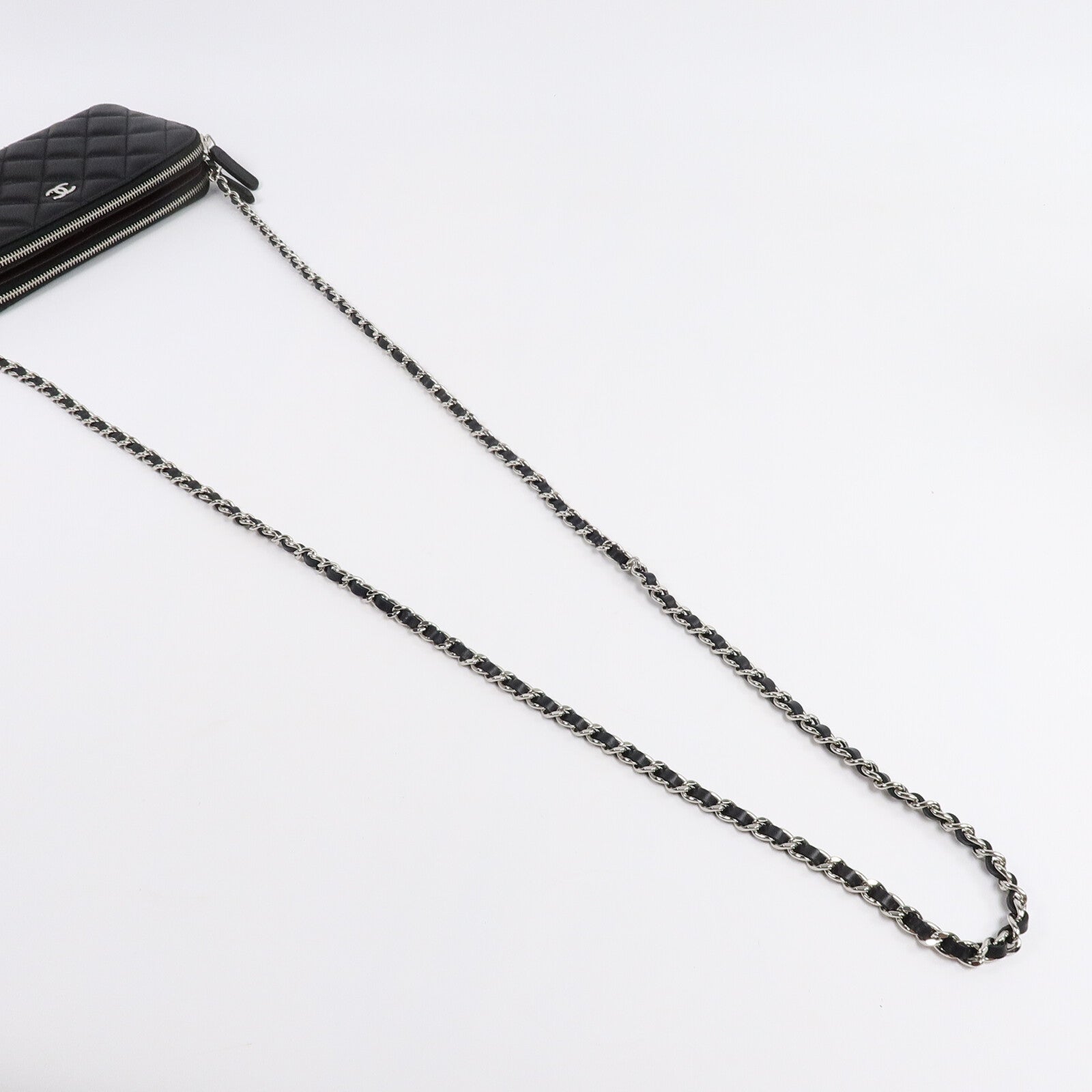 CHANEL 羊皮皮革Classic Double Zip Cluth鏈帶肩背袋