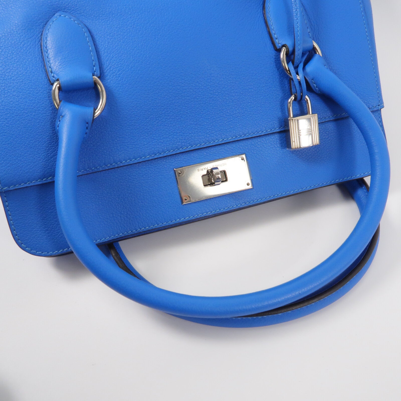 HERMES Evercolor皮革Toolbox 26手挽肩背兩用袋Blue Hydra