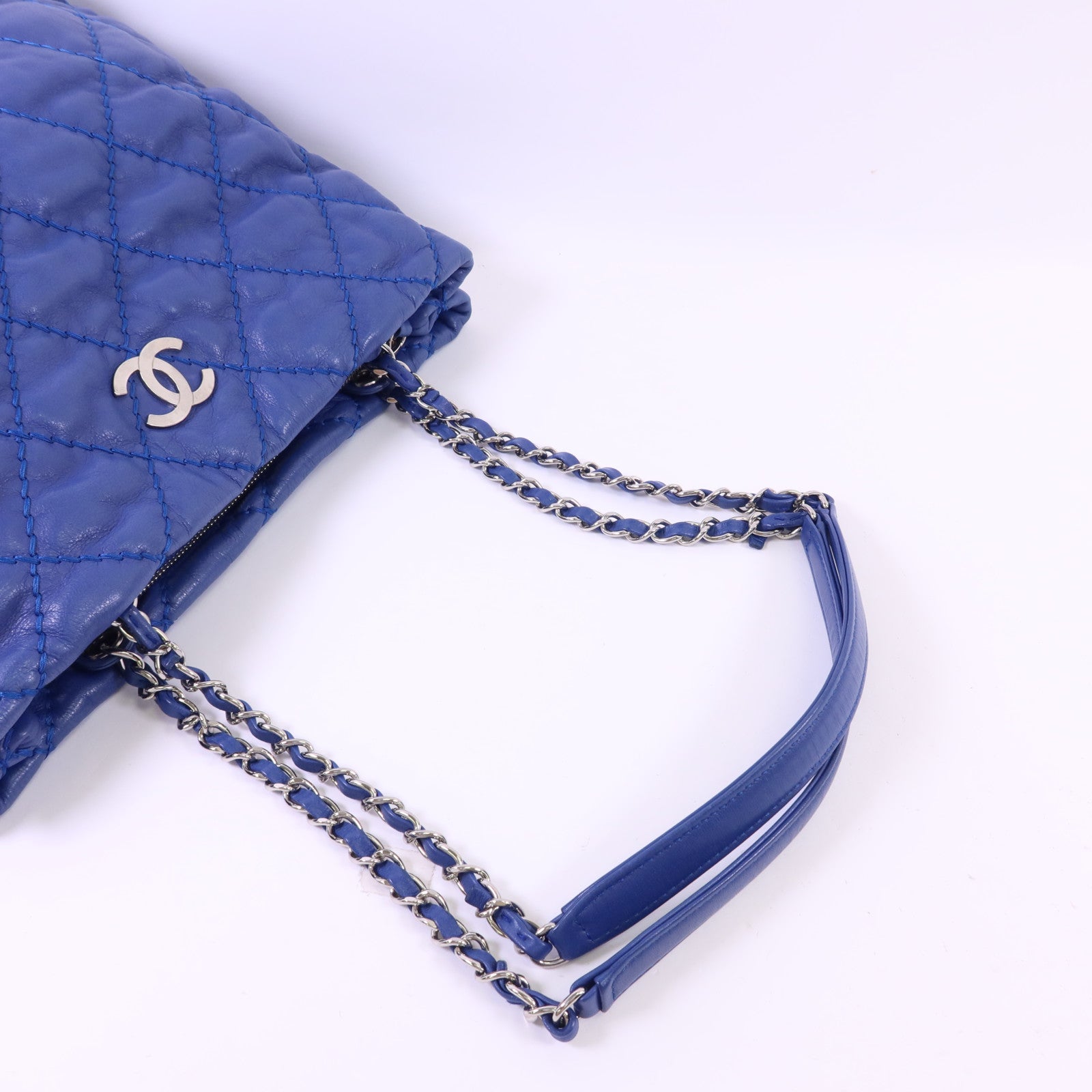 CHANEL 牛皮皮革Chain Shoulder Bag銀扣鏈帶肩背袋