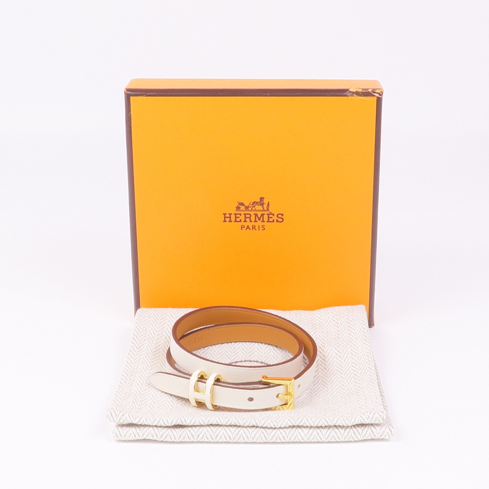 HERMES Swift皮革Pop H Double Tour金扣手帶Nata