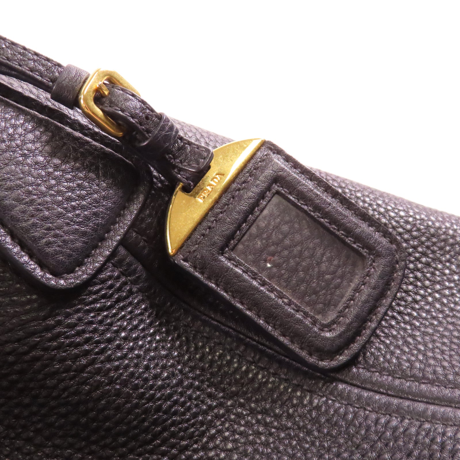 PRADA GHW Handbag Shoulder Bag Calfskin Leather Black