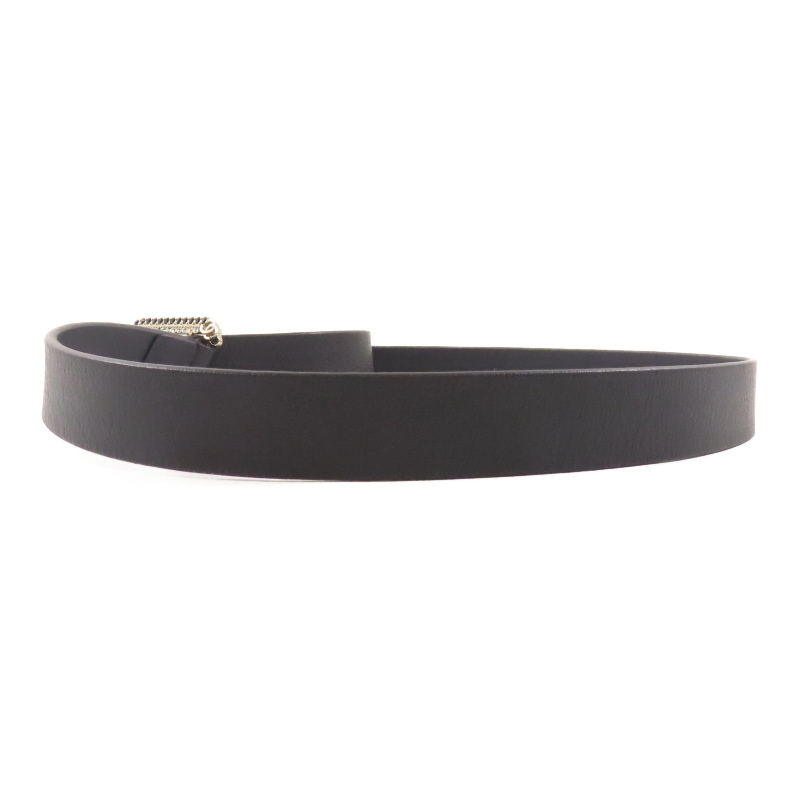 CHANEL 牛皮皮革Belt 85cm銀扣皮帶