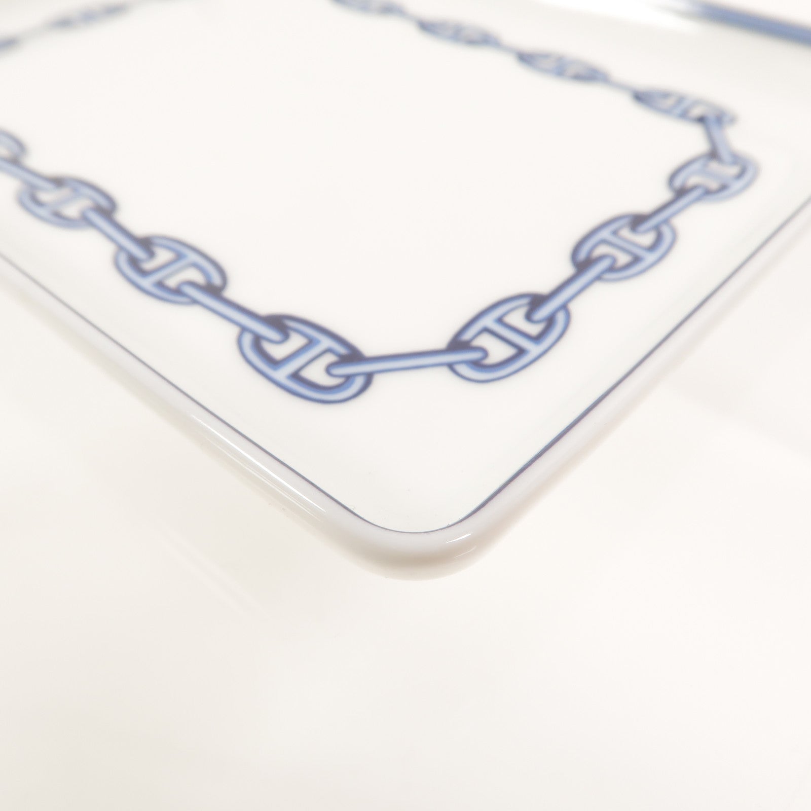 HERMES 白瓷Chaine d'Ancre Square Plate碟