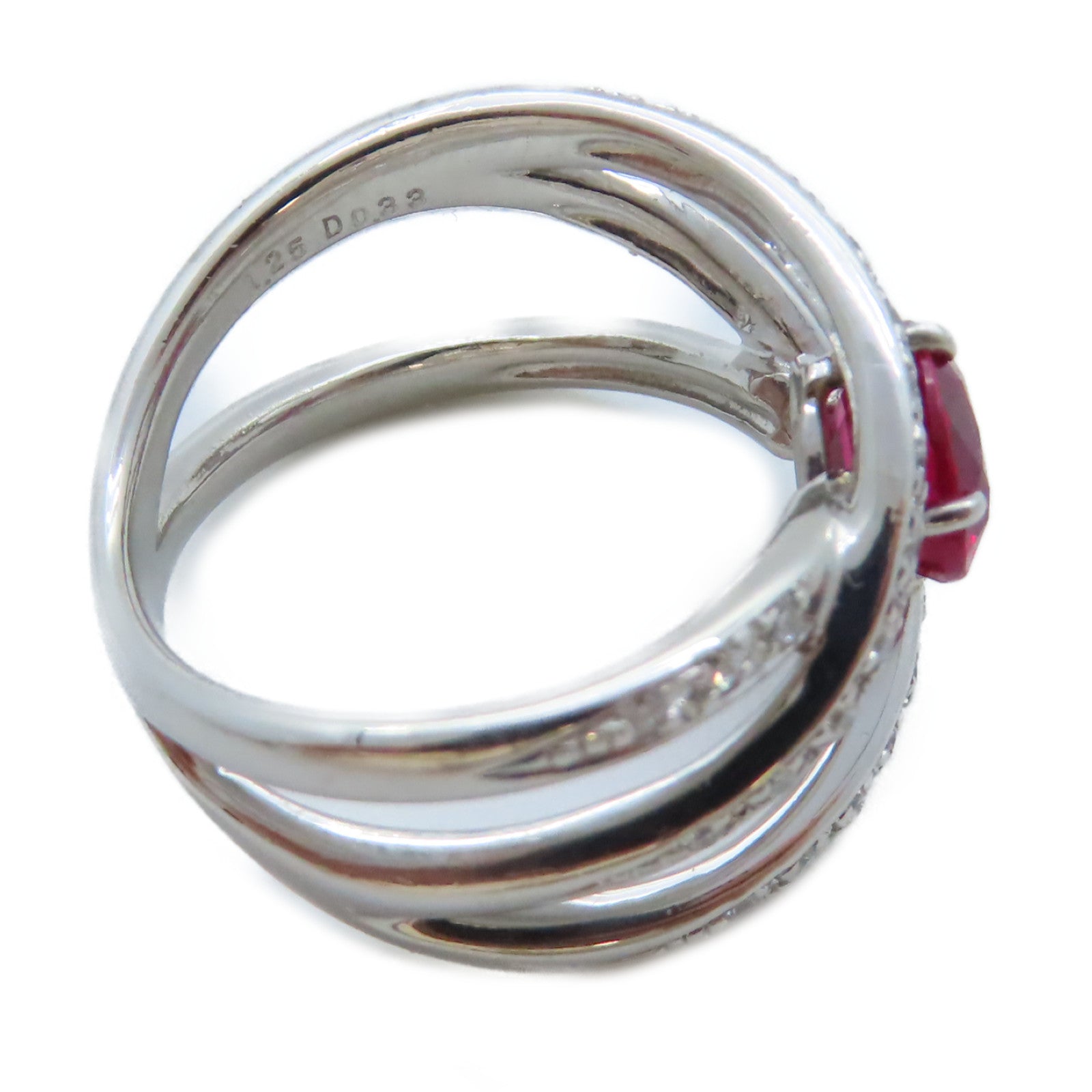 JEWELRY PT900鉑金/1.25ct紅寶石/0.33ct鑽石Ruby Ring戒指US#5.75