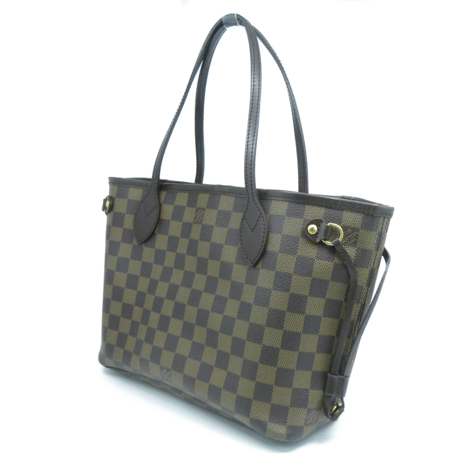 LOUIS VUITTON 【激減優惠】Damier Ebene Neverfull PM金扣手挽袋啡色