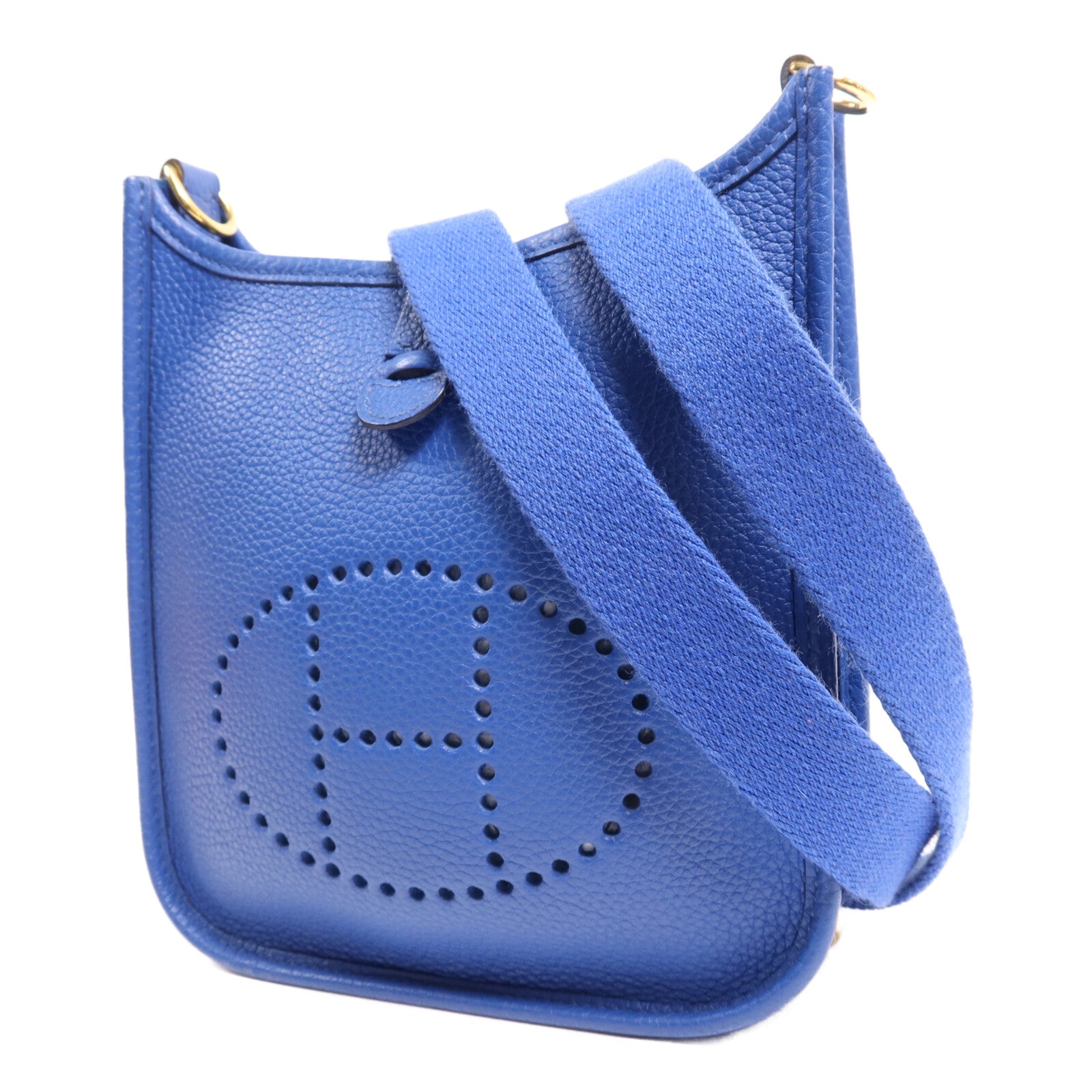 HERMES Clemence皮革Evelyne TPM金扣肩背袋Deep Blue