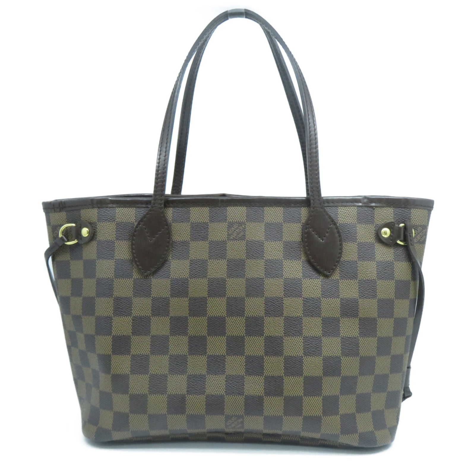 LOUIS VUITTON 【激減優惠】Damier Ebene Neverfull PM金扣手挽袋啡色