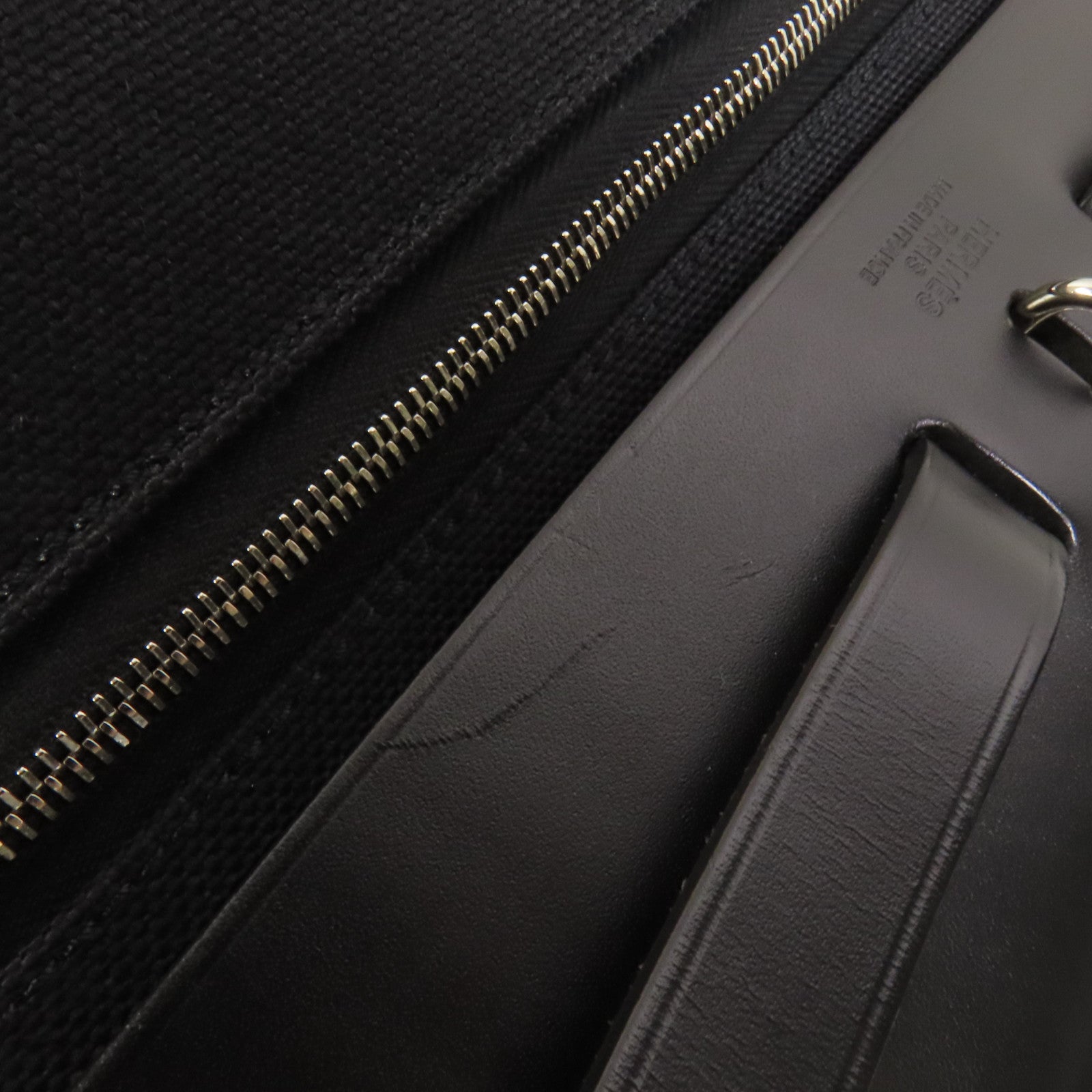 HERMES 帆布Herbag PM銀扣手挽肩背兩用袋Noir