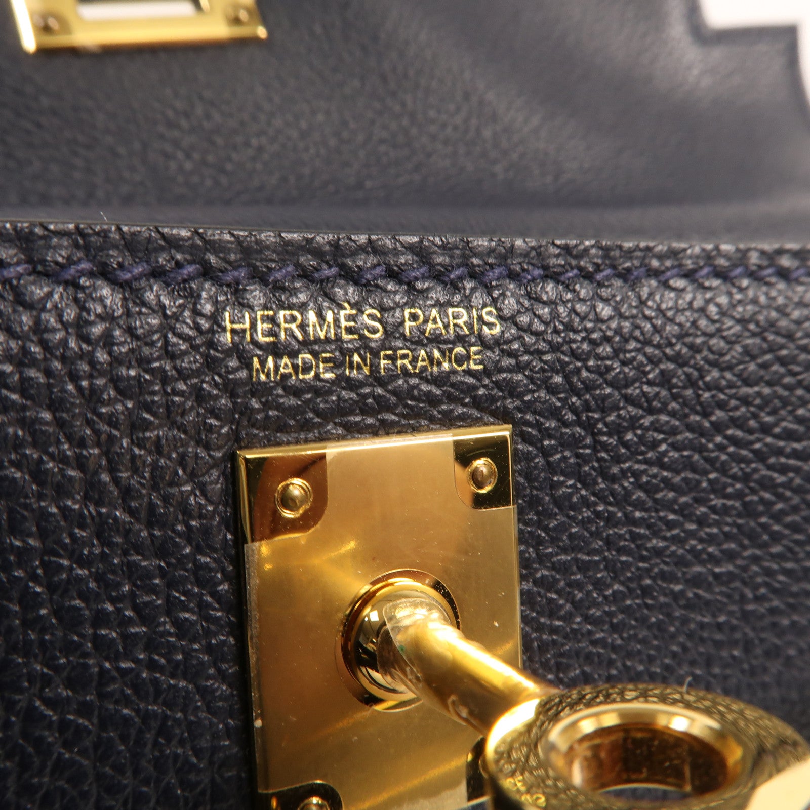 HERMES Evercolor皮革Kelly Danse金扣肩背袋2Z Bleu Nuit