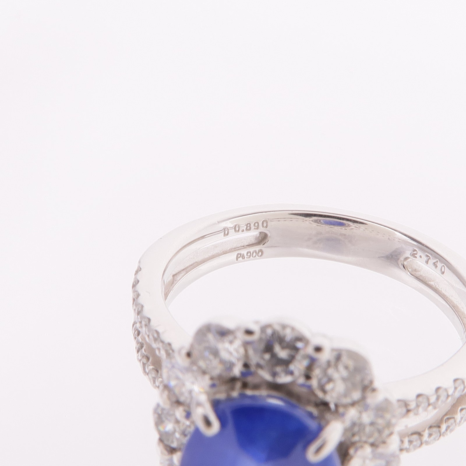 JEWELRY PT900鉑金Sapphire Diamond Ring藍寶石/鑽石戒指US#6.25