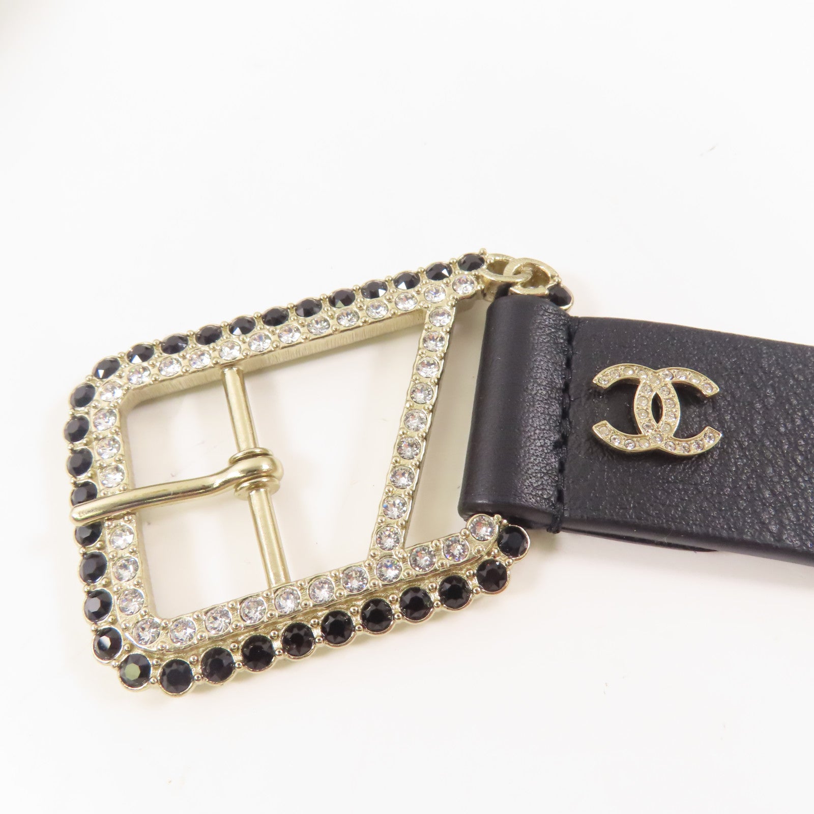 CHANEL 牛皮皮革Belt 85cm銀扣皮帶