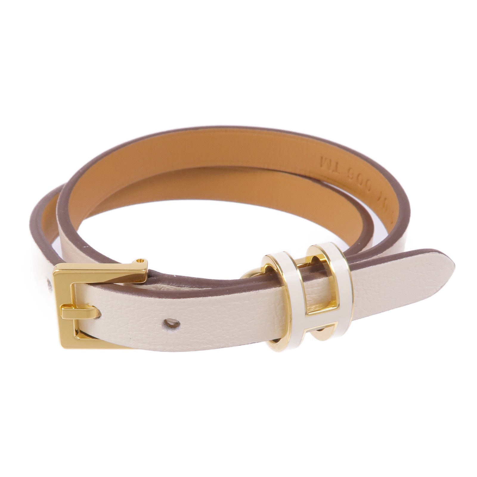 HERMES Swift皮革Pop H Double Tour金扣手帶Nata