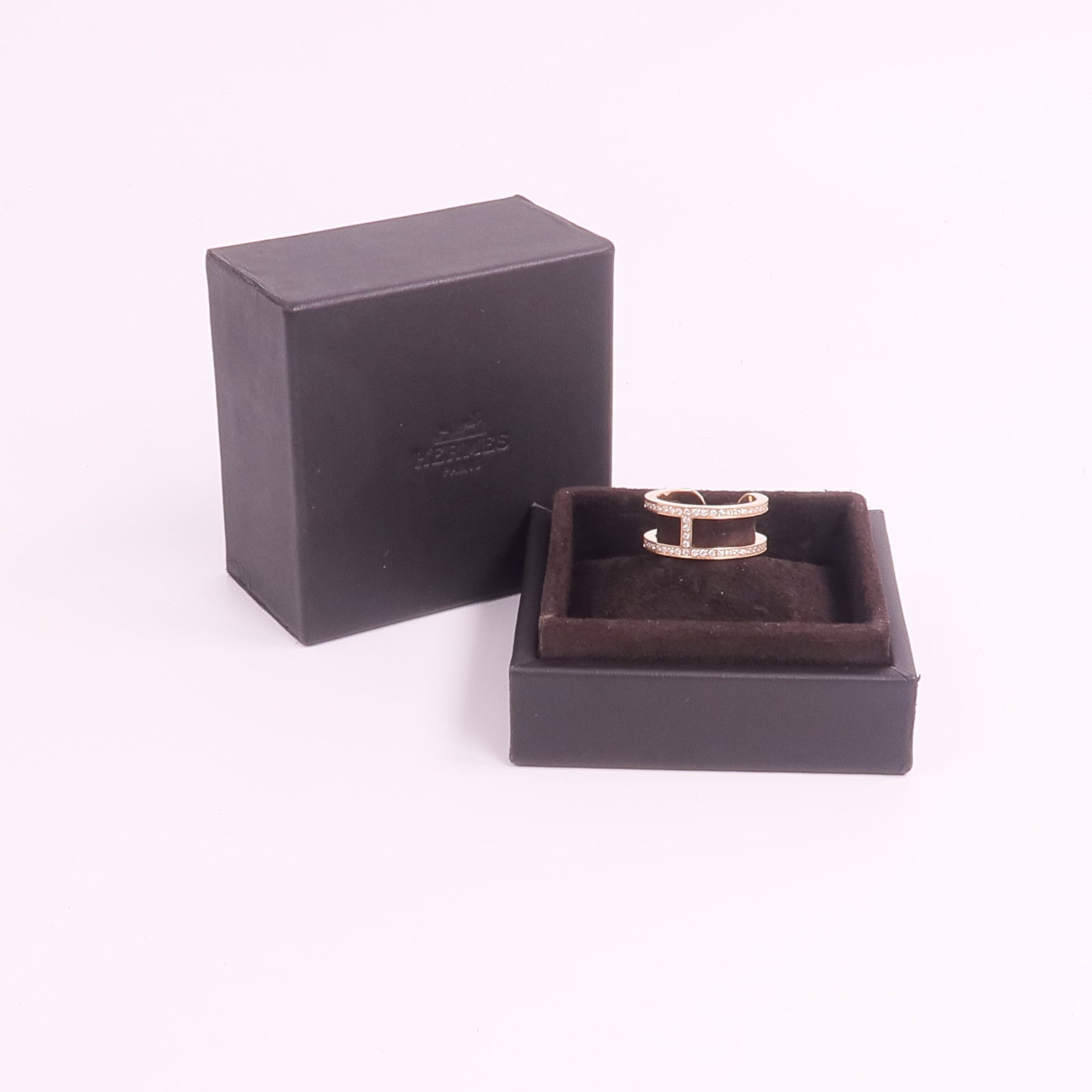 HERMES 18K玫瑰金Ever Chaine d'ancre Ring鑽石戒指