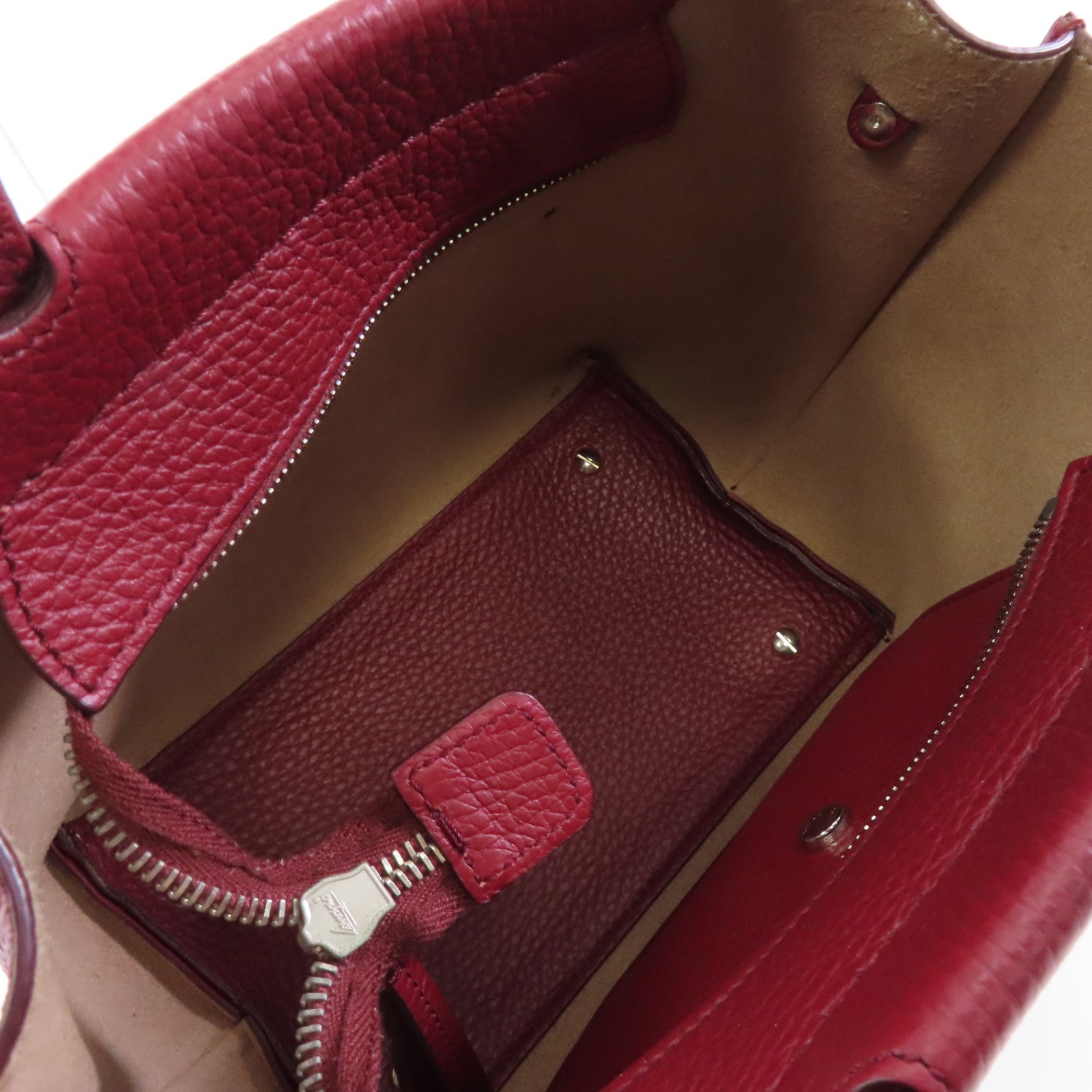 TOD’S 牛皮皮革2way Shoulder Bag銀扣手挽肩背兩用袋紅色
