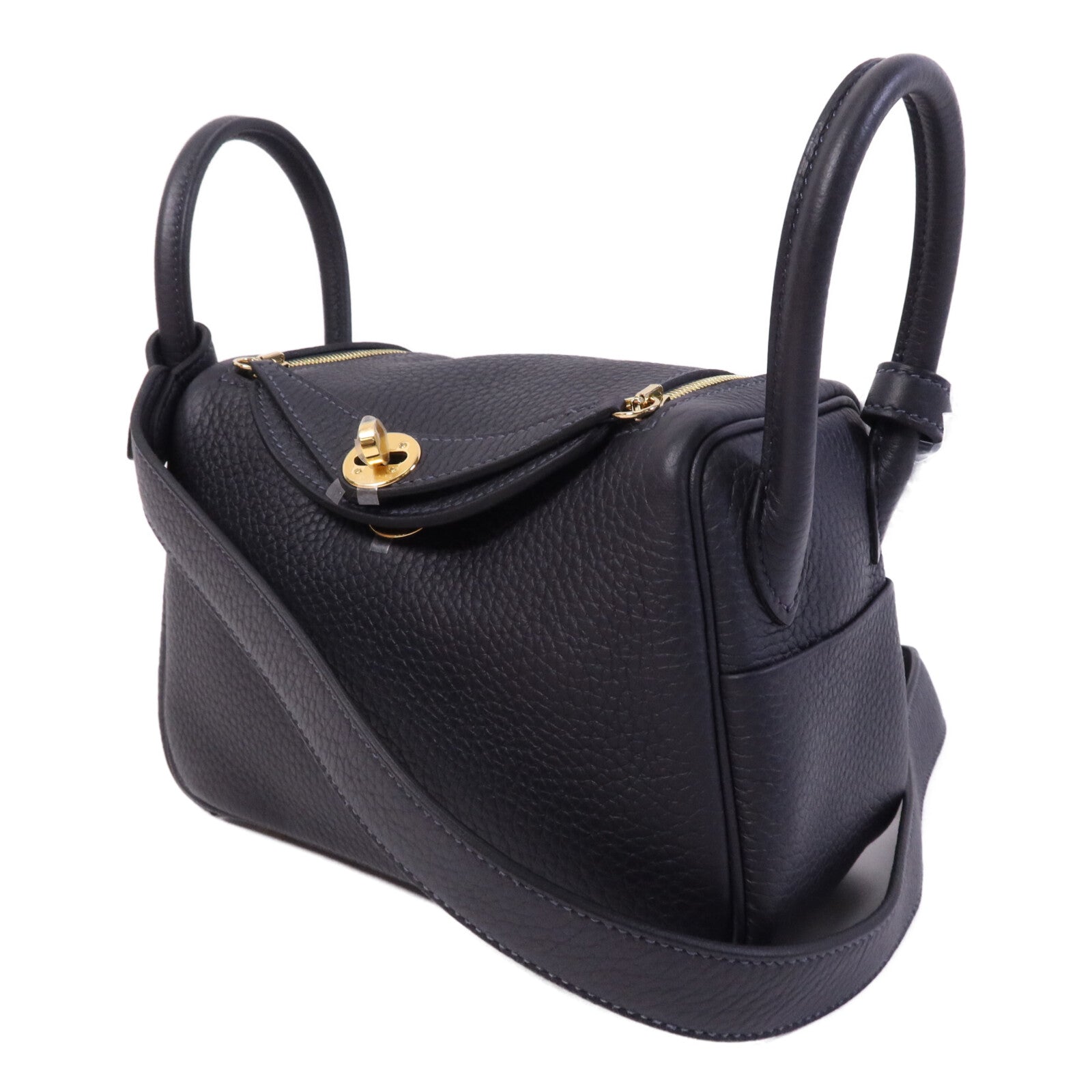 HERMES Clemence皮革Mini Lindy金扣肩背袋Caban